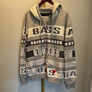 Bass by Ron Bass vintage full zip Gray Hoodie EUC 3XL